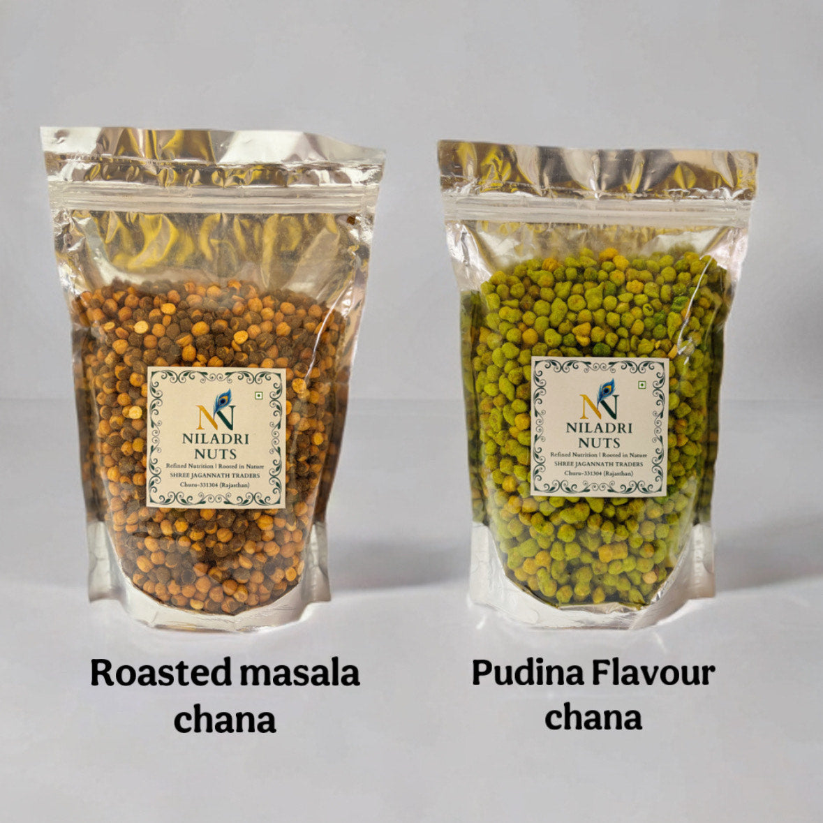 Roasted Chana Combo – Pudina & Masala Flavour (250g Each) | Crunchy Healthy Namkeen | High Protein Snack | Combo Pack 500g