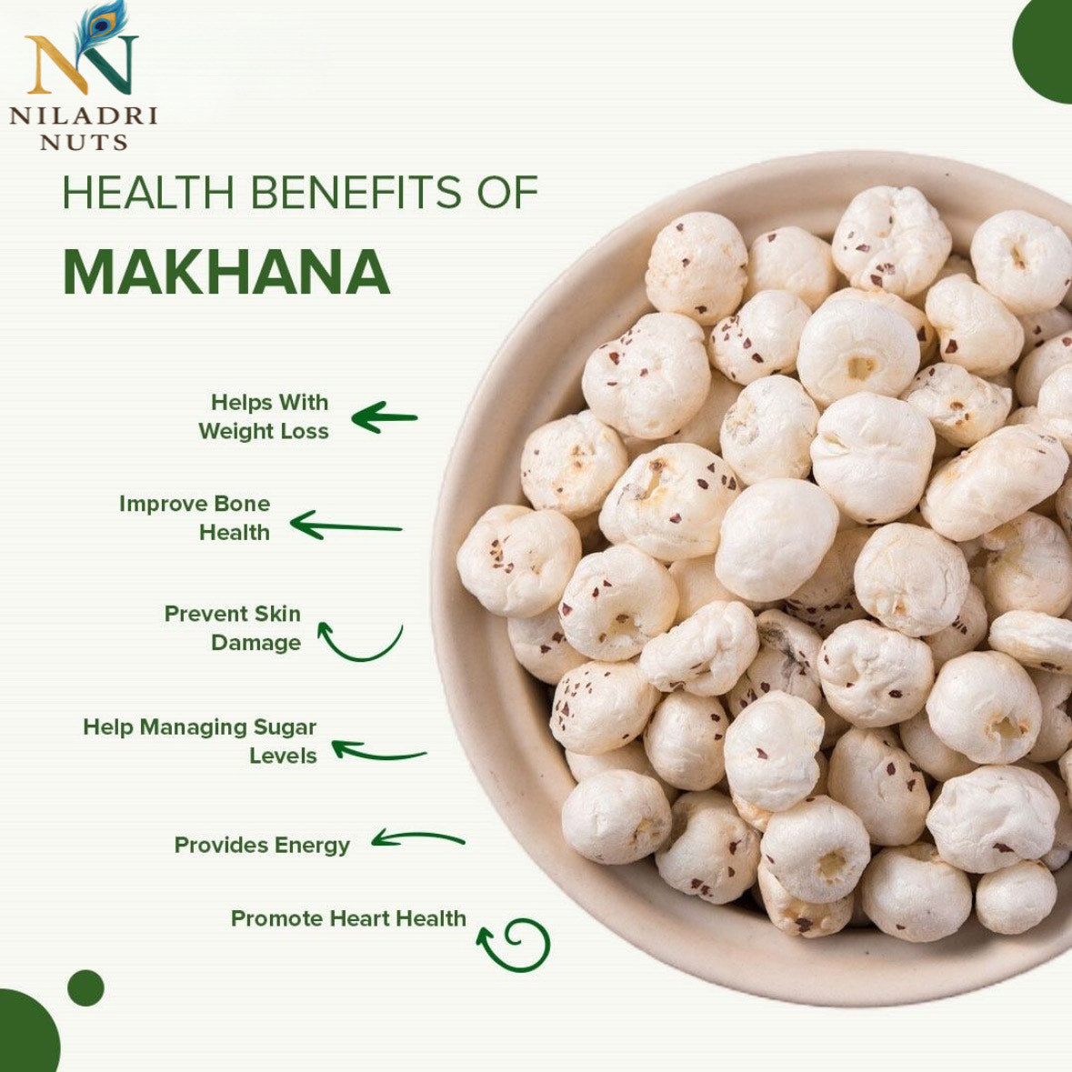 Niladri Nuts Premium Makhana 200gm | Protein Rich Fox Nuts | Healthy Phool Makhana Snack for Weight Loss, Gluten Free | Jumbo Size Makhana